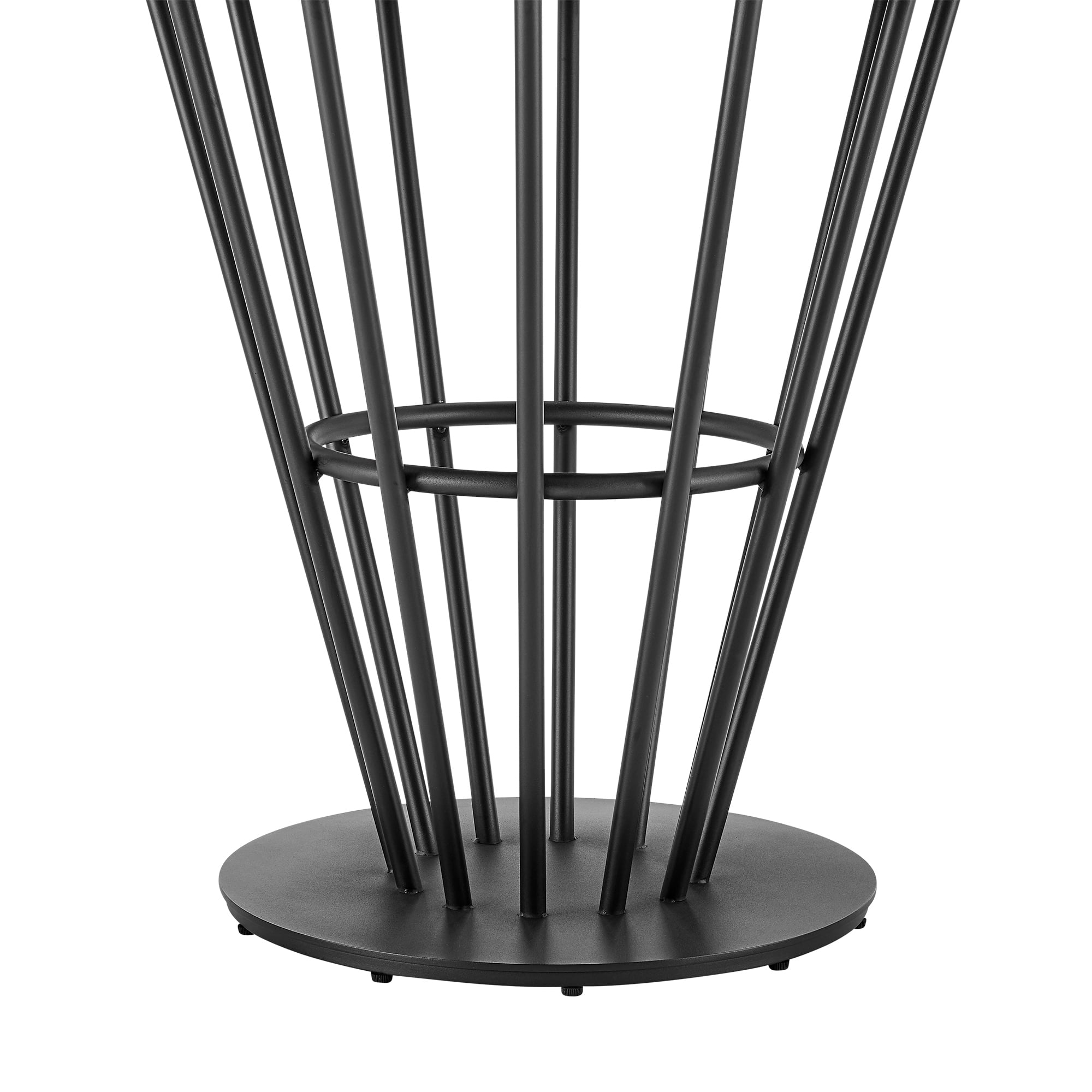Veronica Shannon 5 Piece Round Glass Dining Table Set with Matte Black Iron and Cream Fabric