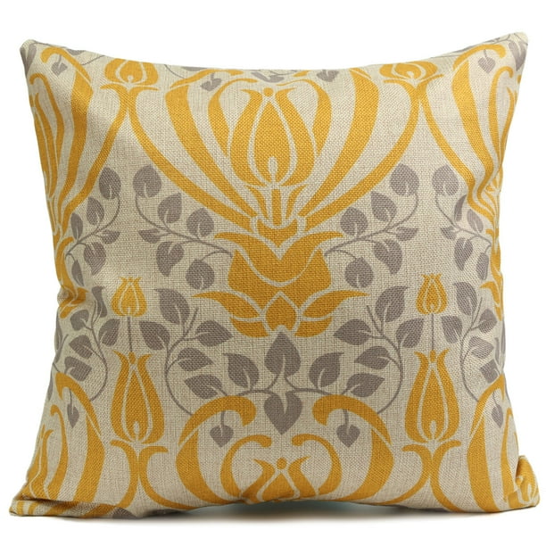 Retro Yellow Flower Decorative Throw Pillow Case Cushion Cover 18x18