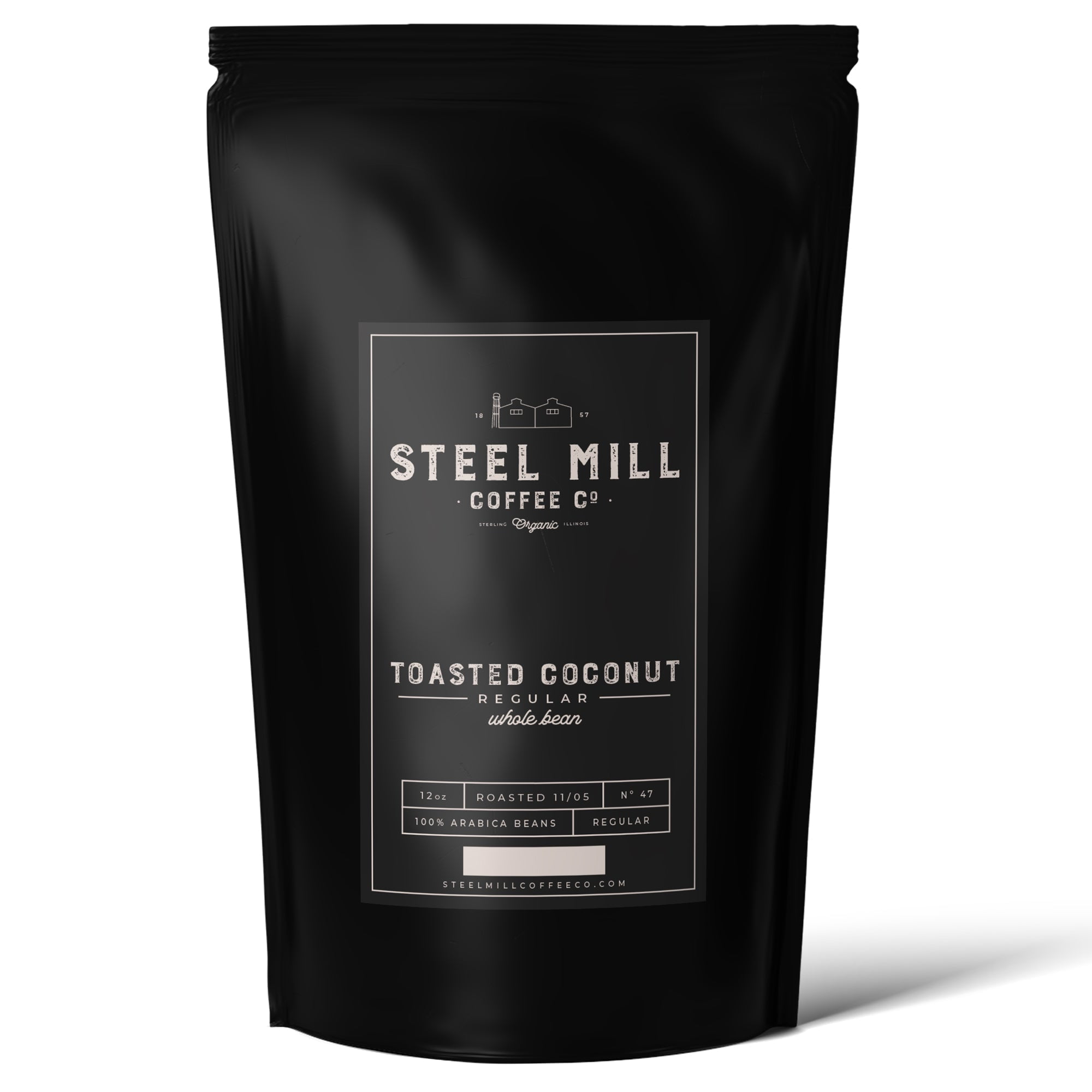 Steel Mill Coffee Co. Toasted Coconut Flavored Coffee 12 Keurig Compatible Pods / Drip Grind