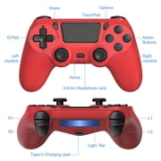 Wireless Controller for P4, Gaming Controller Compatible with P4/Slim/Pro/PC Support Dual Motors & 6-Axis Motion Control - Red