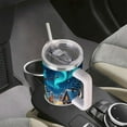 thumbnail image 5 of Christmas Night Village Tumbler with Lid and Straw, Santa Sleigh & Northern Lights Winter Scene Travel Cup, 5 of 9