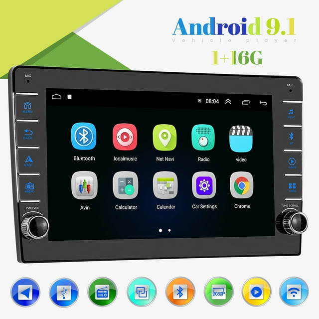 Android 9.1 Double Din GPS Car Stereo Radio 9" HD 1080P 2.5D Tempered Glass Mirror Car MP5 Player with Bluetooth WIFI GPS FM Radio Receiver Suppport Rear Camera,with 8IR Camera
