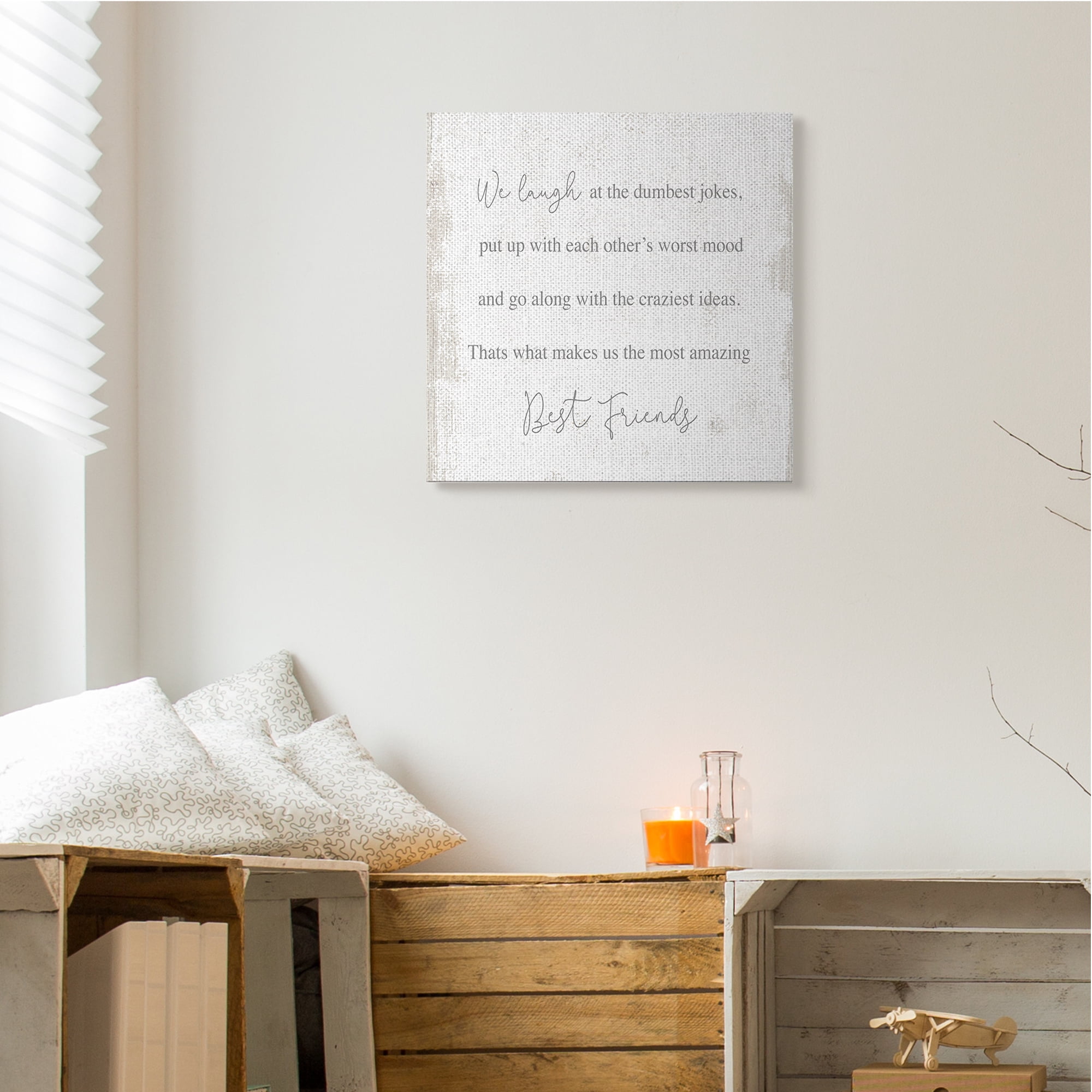 Stupell Industries Amazing Best Friends Phrase Distressed Country Pattern Inspirational Painting Gallery Wrapped Canvas Art Print Wall Art, 24 x 24