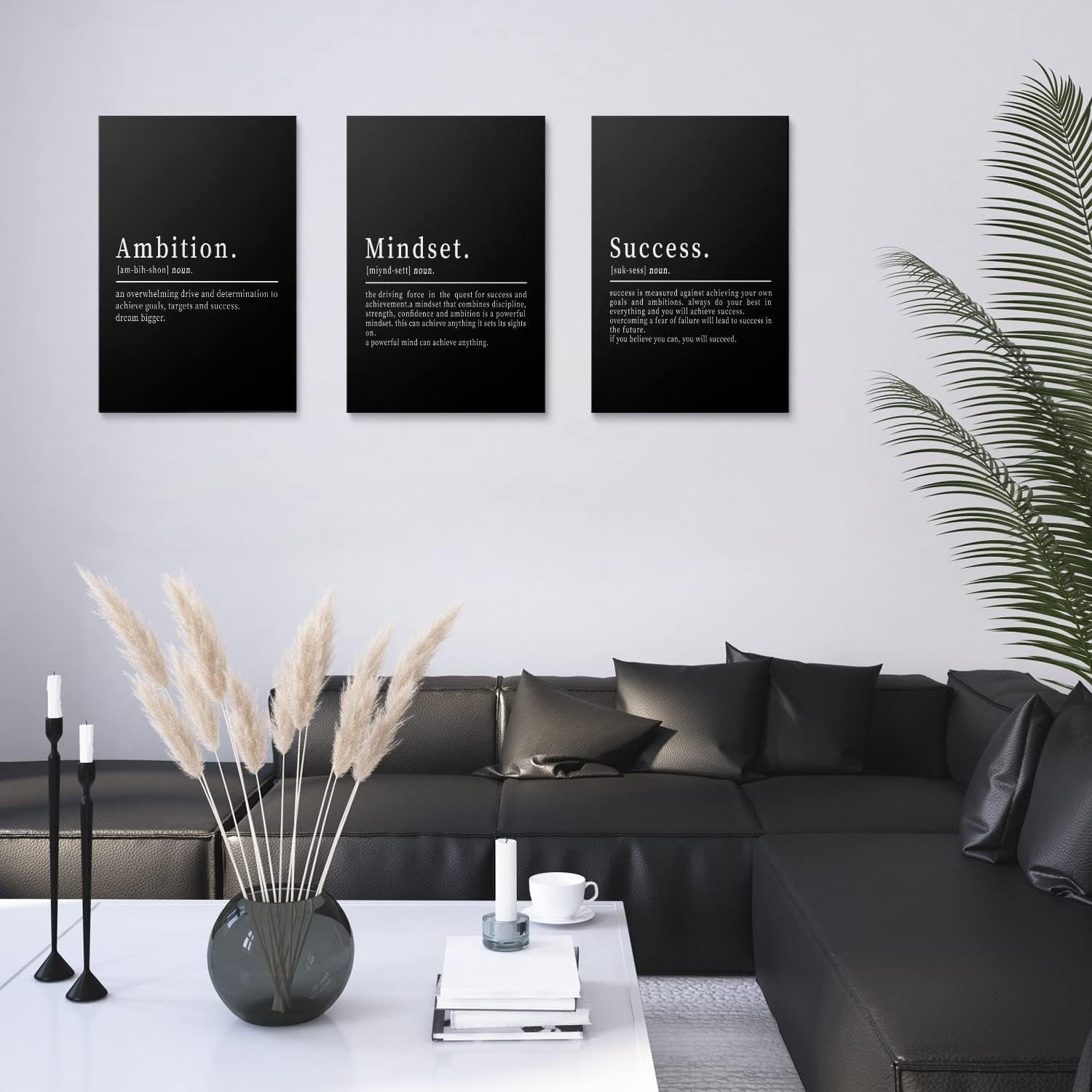 Ambition Mindset Success Office Wall Decor Black and White Quotes Motivational Art Inspirational Prints Sayings Quote Posters Positive Set of 3,12''''X16'''', 12x16 inch (30x40cm)*3 pcs