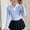Blue, variant on Teen Girls Collar Zip Front Cropped Ribbed Knit Sweater Long Sleeve Preppy Style Casual Crop Cardigan Tops White-A