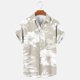 thumbnail image 5 of Blusa y camisa de manga corta con cuello vuelto para hombre, informal, a la moda, con estampado de bolsillo y botones, de poliéster., 5 of 6