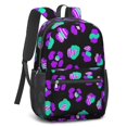 thumbnail image 2 of Green and Purple Leopard Print 17" School Backpacks for Teens,Waterproof Oxford Fabric,S-Shape Padded Straps for School,Travel,Hiking,Camping, 2 of 6
