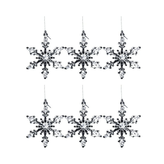 OAVQHLG3B 6Pcs Crystal Christmas Ornaments for Tree Decorations Hanging Acrylic Snowflake Icicle Ornaments with Drop Pendants for Winter Chandelier Crystals Decorations Supplies
