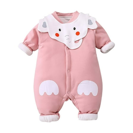 

Mikilon Autumn Winter Baby Boys Girls Plus Cotton Thermal Romper Jumpsuit Baby Clothes for Girls 3-6 Months Pink on Clearance