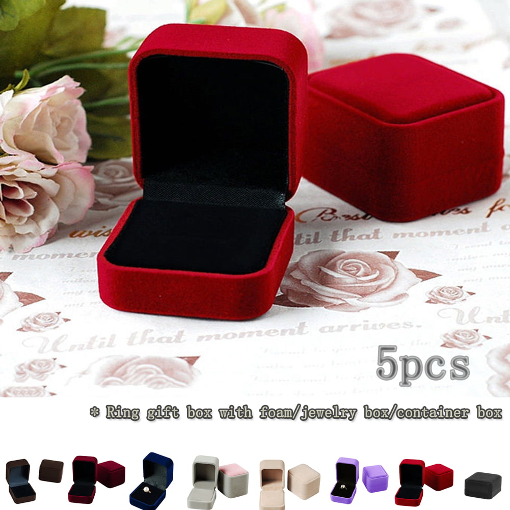5Pcs Square Jewelry Earrings Rings Storage Case Finishing Container Package Box+ 