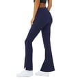 thumbnail image 2 of Langwyqu Solid Color Middle Waist Women Low Cut Casual Pants Split V Shape Flare Leg Long Trousers, 2 of 5