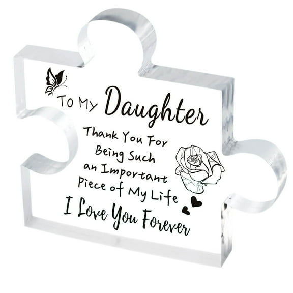 Lilixerw Daughter Gift from Mom Dad Acrylic Puzzle Plaque,Mothers Day Birthday Graduation Gifts for Daughter,Desk Decorations,Anniversary Wedding Card Gifts for Daughter