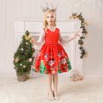 thumbnail image 5 of Fesfesfes Toddler Girls Cute Christmas Dress Sets Santa Claus Print Bow Satin Cloth Sets Birthday Party Gown Long Dresses Spring Saving, 5 of 9