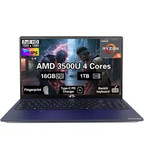 15.6 inch FHD Business Laptop , AMD Ryzen 5 3500U, 16GB RAM, 512GB SSD, Windows 11, Backlit Keyboard, Fingerprint Reader, 65W PD, Lightweight Computer for Work and Student, Blue