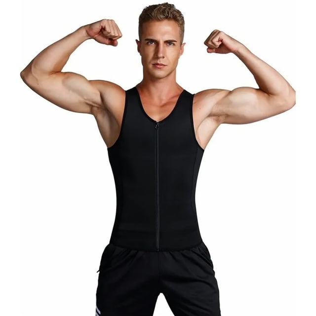 Chaleco de sauna para hombres, chaleco de sauna para hombres, chaleco de sauna transpirable con cremallera para hombres, chaleco de pérdida de peso para hombres, resistente y duradero