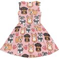 thumbnail image 3 of WOYY Girls Cute Dog Print Sundress Casual A Line Midi Tank Play Dress, Pink, Sizes 3-14, 3 of 3