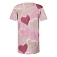 thumbnail image 4 of Valentines Day Blouses for Women, Heart Shirt Tunic, Short Sleeve V Neck Blouses Women's Valentine's Day Printed Short Sleeved Tops with V-Neck Button Pleats Shirts, 4 of 5