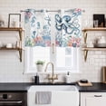 thumbnail image 2 of Octopus Coastal Kitchen Curtains Window Panels, Beach Nautical Ocean Coral Seahorse Vintage Insulated Window Treatment Curtain, Grommet Curtains for Bedroom/Living Room/Bathroom, 2 Piece 27.5"Wx39"L, 2 of 8