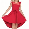 thumbnail image 1 of Zpanxa Chemises pour Filles Robe d'Été Manches à Volants en Maille Ligne A Robe Décontractée de Fête Robe Ceinturée avec Polyester Spandex 5 Ans, 1 of 6