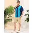 thumbnail image 4 of Camisas hawaianas manga corta botones botones a rayas playeras Verde marino T S, 4 of 6