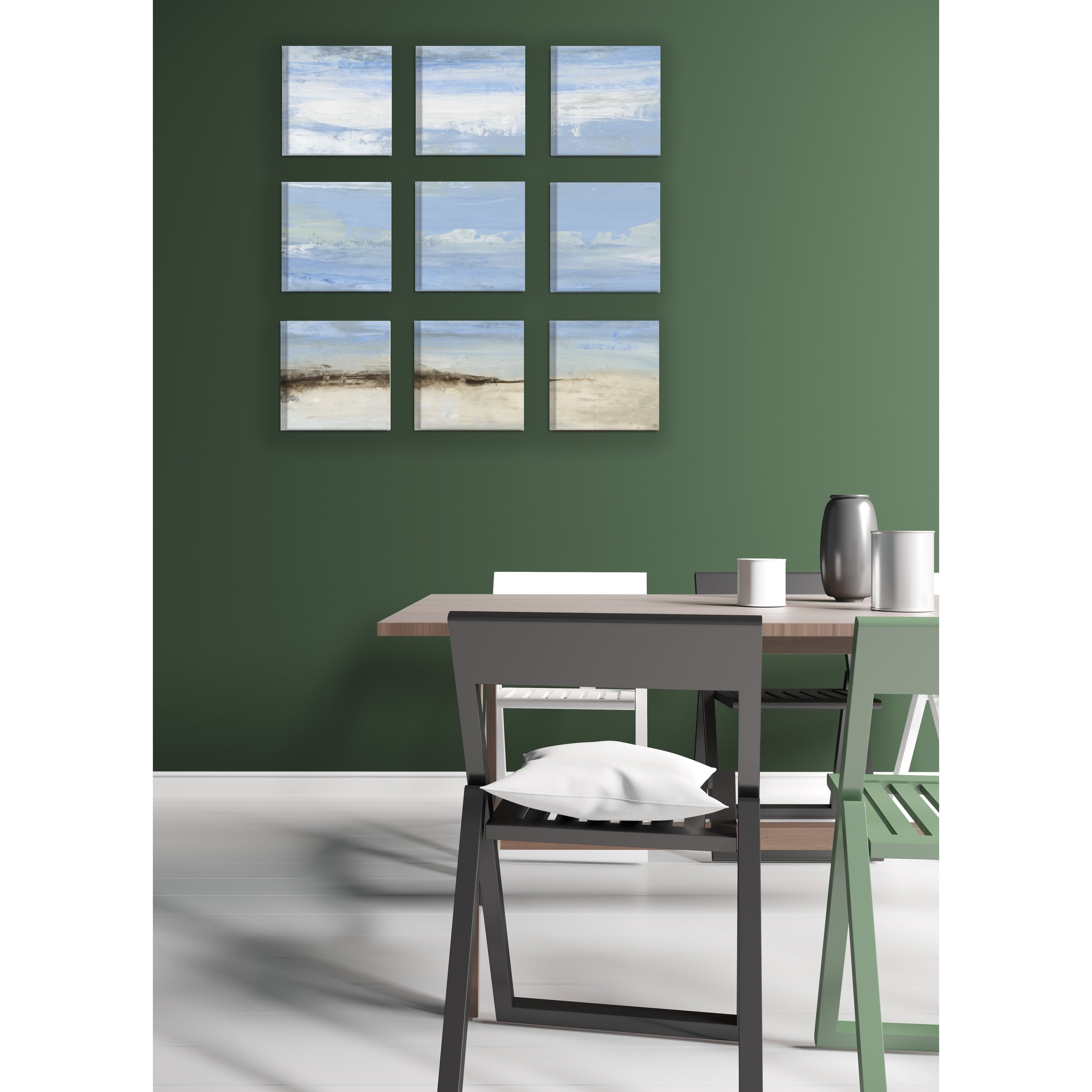 The Stupell Home Decor Collection Abstract Beach Seascape by Liz Jardine 9 Piece Canvas Wall Art Set