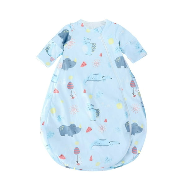 Baby Sleeping Bag, Cotton Baby Wearable Blanket Long Sleeve Sleeping Sack for Infant Toddler Kids 0-6 Years Light Blue