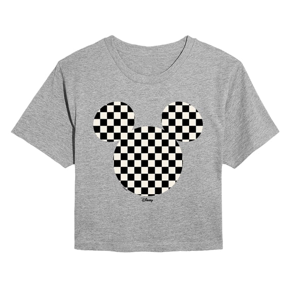 Disney - Checkerboard Mickey Ears Cropped Graphic T-Shirt