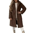 thumbnail image 3 of MuXiKeJi Womens Winter Fuzzy Fleece Long Coat Button Down Lapel Warm Plush Overcoat Faux Fur Sherpa Jackets, 3 of 6