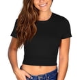 thumbnail image 3 of Mujeres Cuello Redondo Manga Corta Tops Casual Moda Color Puro Espalda Bowknot Correa Mujeres Verano Camisetas Negro M, 3 of 6
