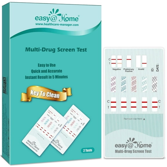 Easy@Home 10-Panel Urine Drug Test Kit, Instant Dip Test, 2-Pack (EDOAP-3104)