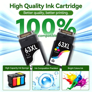 63 Ink Cartridges Compatible for HP 63XL for HP Ink 63 Black and Tri-Color for Officejet 3830 5255 5260 Printer