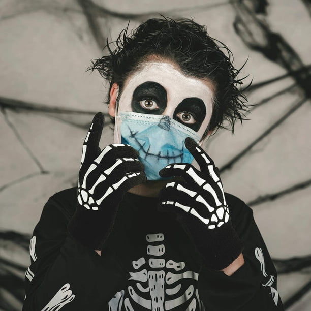 Guantes De Esqueleto Que Brillan En La Oscuridad – 2 Pares De Guantes De Calavera Para Halloween Y Cosplay