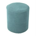 thumbnail image 1 of Pouf Cover with Elastic Textured Bottom Checked Machine Washable Fabric - Green, 1 of 6