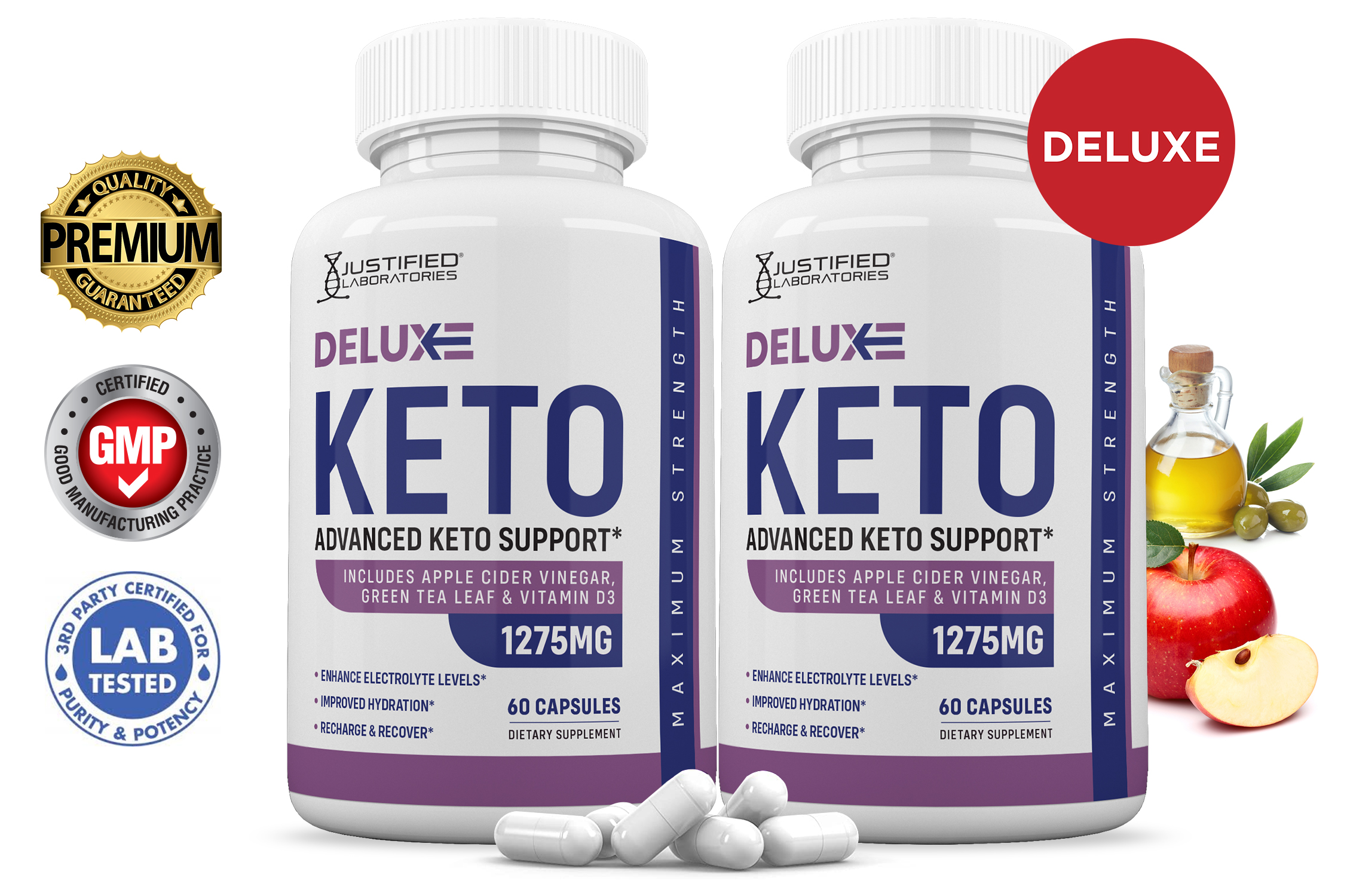 (2 Pack) Deluxe Keto ACV Pills 1275mg Dietary Supplement 120 Capsules