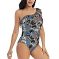 thumbnail image 3 of Easygdp Video Game Women's One Shoulder Ruffle Monokini Bathing Suits with Removable Chest Pad, Quick Drying - X-Large, 3 of 8