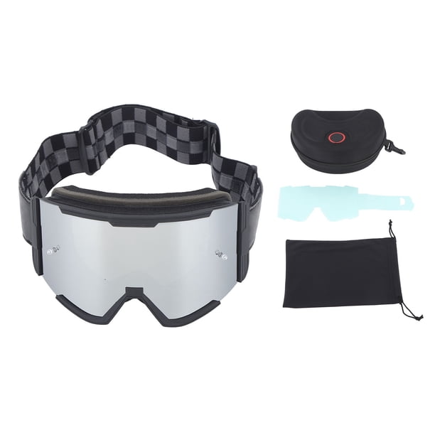 Gafas deportivas Protección para los ojos para hombres y mujeres Gafas de motocicleta a prueba de polvo y a prueba de viento Gafas deportivas para actividades al aire libre Marco negro Lente plateada