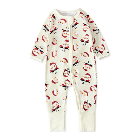 

Binmer Newborn Infant Baby Boys Girls Cartoon Print Santa Claus Zipper Romper Jumpsuit