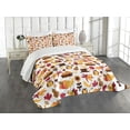 thumbnail image 3 of Ambesonne Harvest Quilted Bedspread Set 3 Pcs, Fall Nuts Owls Composition, Queen Size, Orange Red Brown, 3 of 5