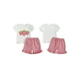 thumbnail image 2 of Baby Toddler Girl Strawberry Outfit 3 6 12 18 24 Months 2T 3T Fruit Embroidery Short Sleeve Ruffle Tops Plaid Ruffle Shorts 2 Piece Summer Clothing Set, 2 of 9