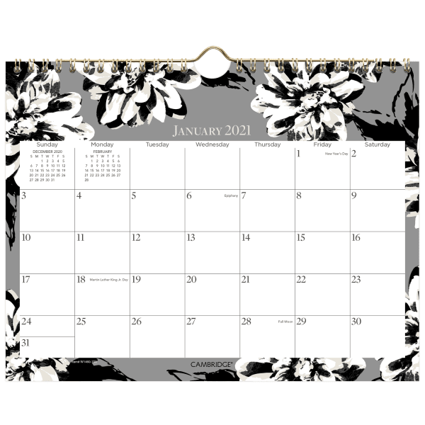 Cambridge® Amelia Monthly Wall Calendar, 11" x 8-1/2 ...