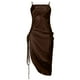 thumbnail image 3 of Gibobby Vestidos de noche cortos Vestido informal con cordón para mujer, vestido de Color sólido, vestido sin mangas para club nocturno(Marrón,XL), 3 of 5