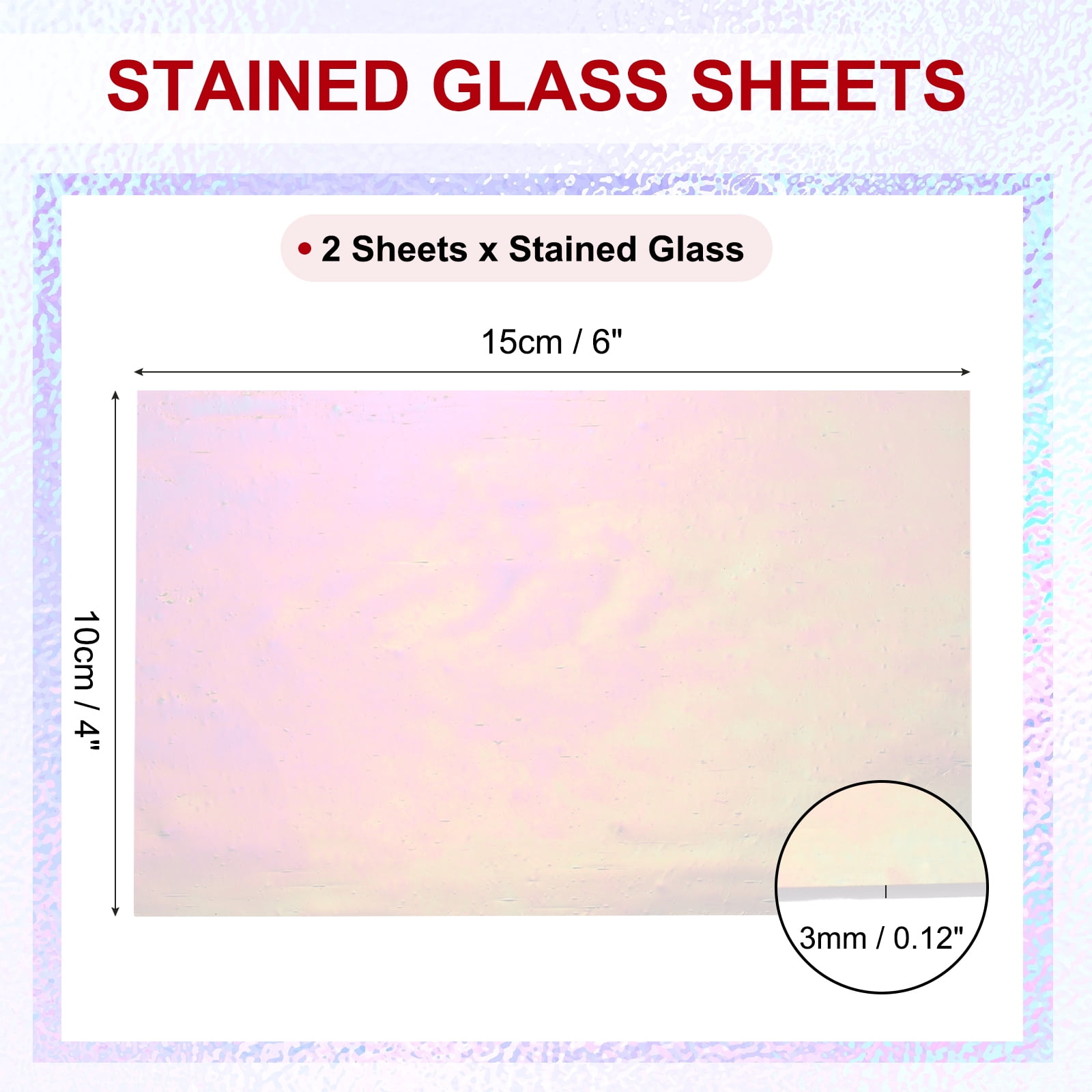 Uxcell 4 x 6" Stained Glass Sheets 2 Sheets Art Glass Milky White Fantasy