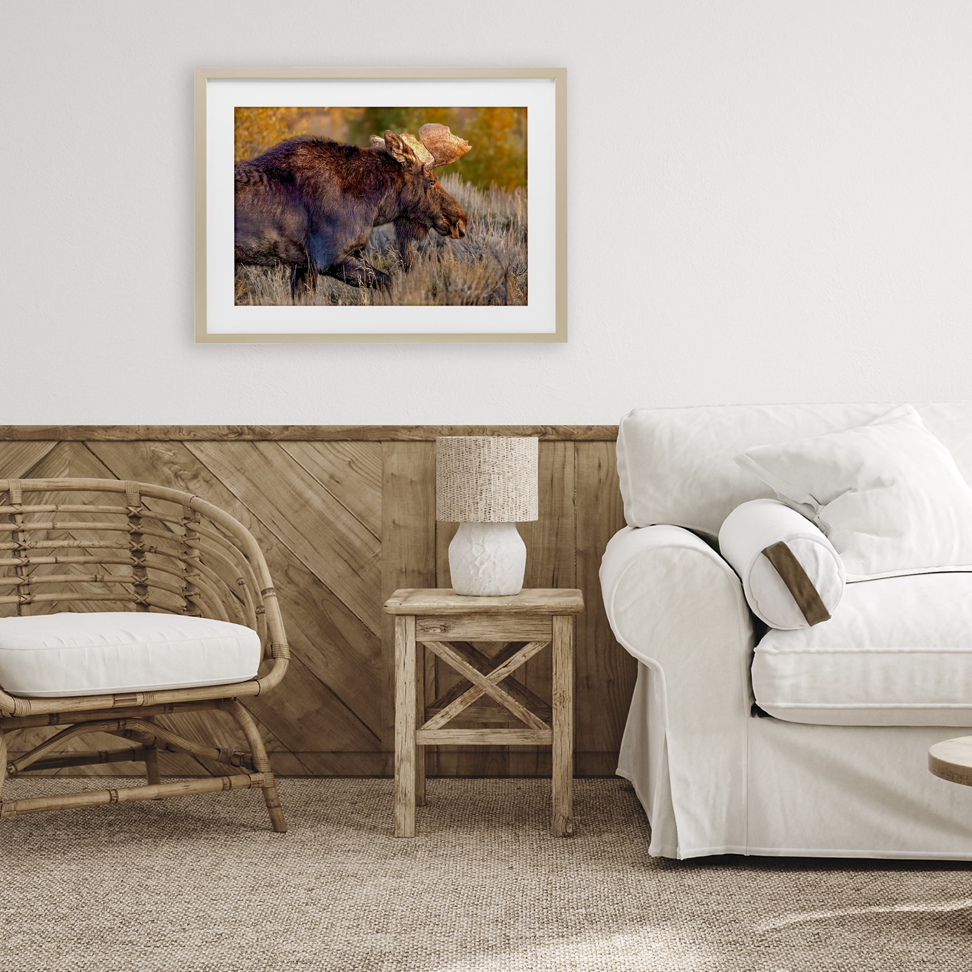 Stupell Industries Bull Moose At Dusk Birch Framed Print Under Glass, design by Shelley Carlisle