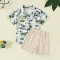 thumbnail image 2 of Gubotare Hawaii Outfits for Boys Toddler Baby Boy Summer Clothes Tractor Short Sleeve Button Down Shirt Elastic Waist Shorts 2Pcs Outfit Set (Beige,Size 3-4 Years), 2 of 5