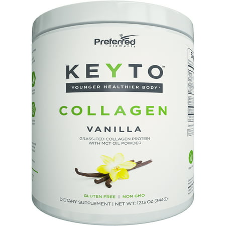 Collagen Protein Powder with MCT Oil – Keto and Paleo Friendly Pure Grass Fed Pasture Raised Hydrolyzed Collagen Peptides – Perfect for Low Carb Diet and with Keto Snacks – KEYTO Vanilla (The Best Hydrolyzed Collagen Powder)