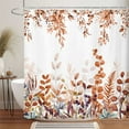 thumbnail image 3 of Rustic Fall Boho Eucalyptus Shower Curtain, Watercolor Autumn Leaves Botanical Farmhouse Shower Curtain Set, Orange Fall Thanksgiving Fabric Shower Curtain for Bathroom with 12PCS Hooks 70"X70" Yellow, 3 of 4