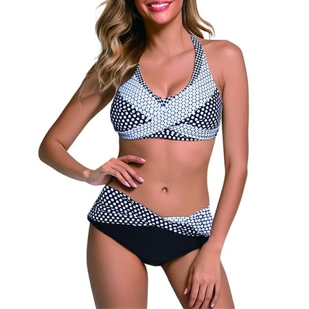 HYSYSB Swim Suits for Women 2025 balconette Bras for Women tummy Control Swimsuits for Women bikini Sets for Women high Set Boho Bikini Swimsuit Waisted Top Bra triangle Bikini Black M