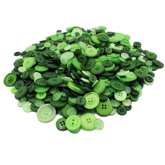 Gwen Studios Round Plastic Sewing Buttons Value Pack, Assorted Sizes, 1 LB, Solid Green