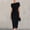 Black off shoulder bodycon midi dress a1, variant on Women's Off Shoulder Short Sleeve Bodycon Midi Dress Ruched Elegant Slim Formal Party Cocktail Holiday Dresses, Black XL