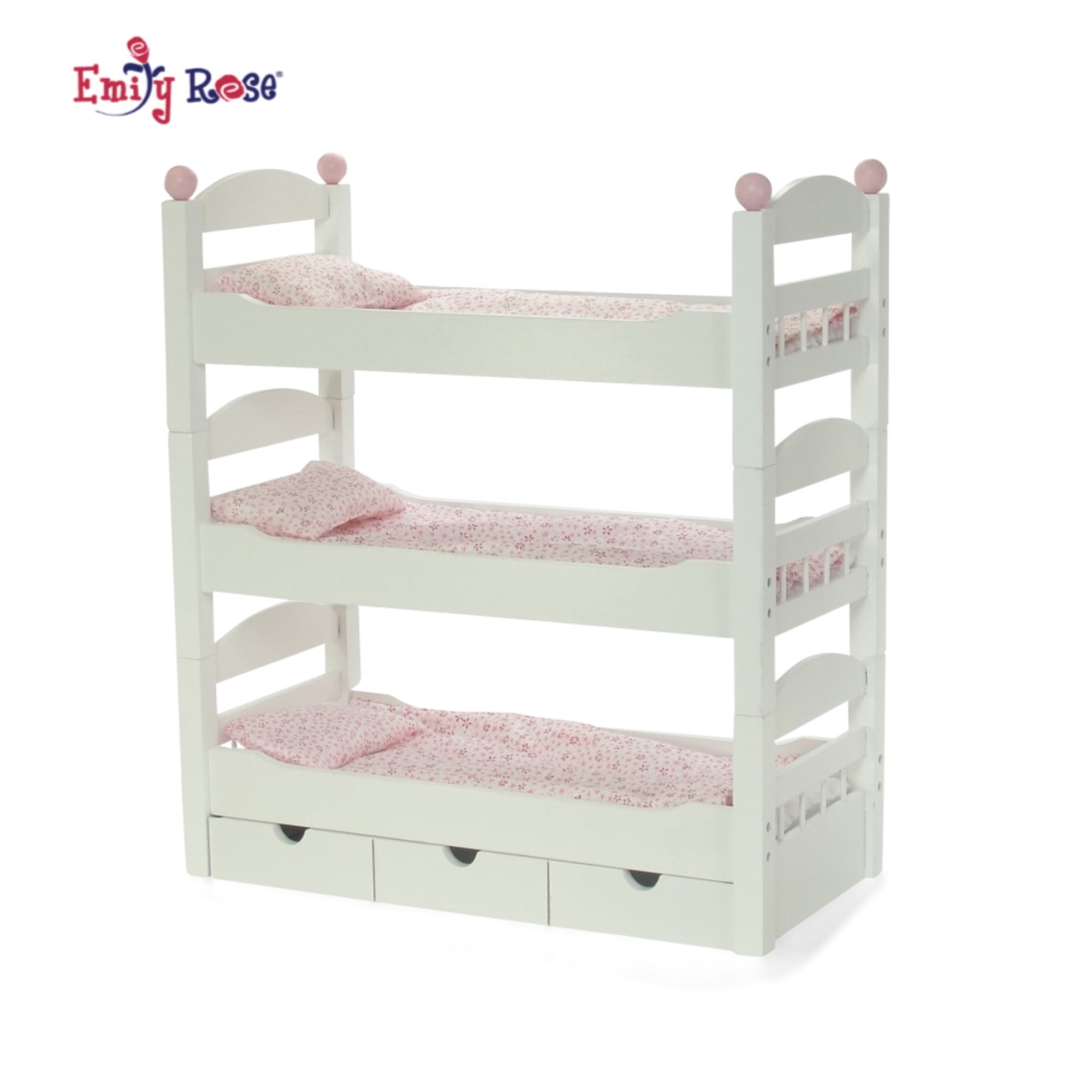 18 Inch Doll White Triple Bunk Bed, Bitty Baby Bunk Beds